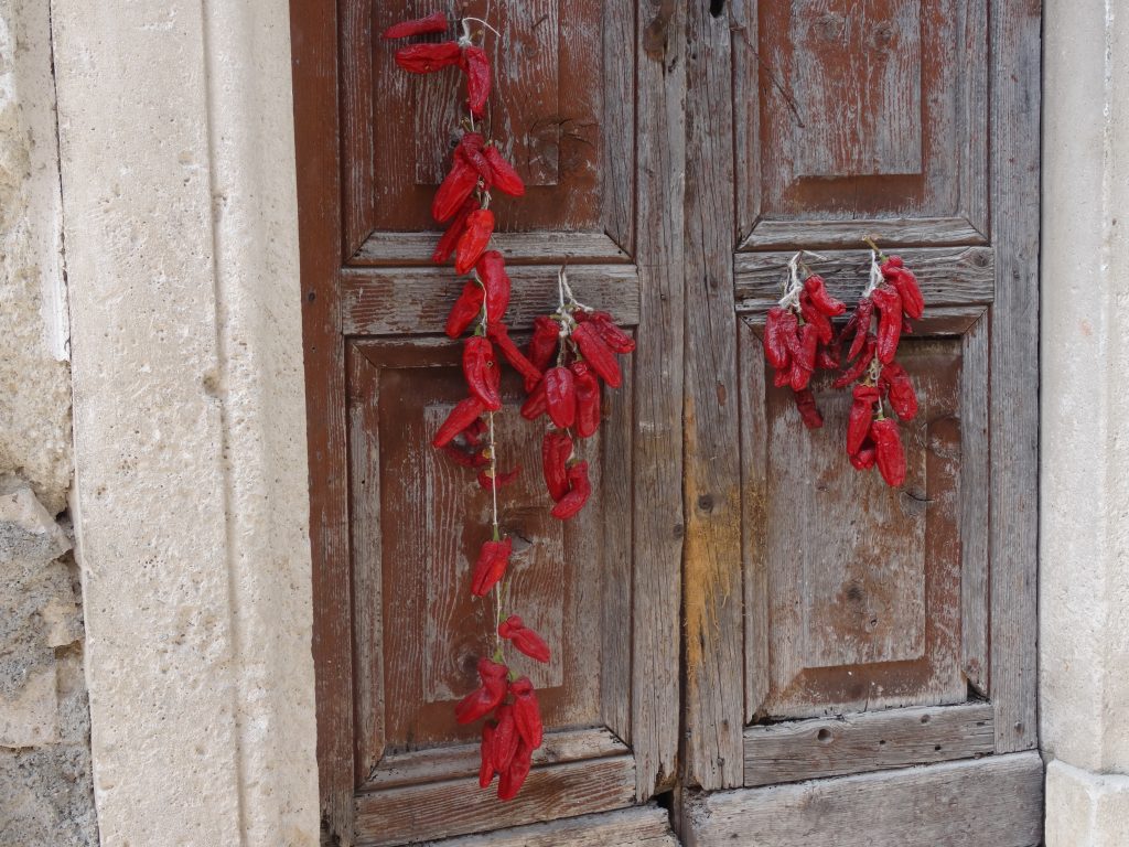 Peppers hung out to dry